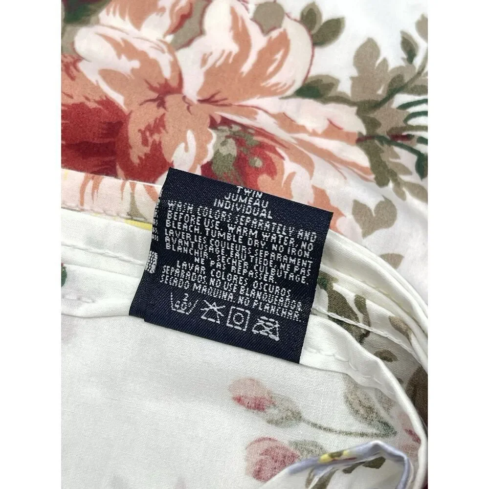 Ralph Lauren Petticoat Twin Sheet Set Flat & Fitted Floral Vintage NEW UNUSED